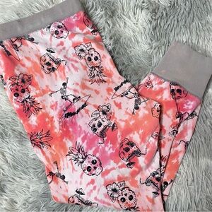 Torrid Sleepwear Joggers Skull Pineapples Print Tie Dye Pink Plus Size 1X